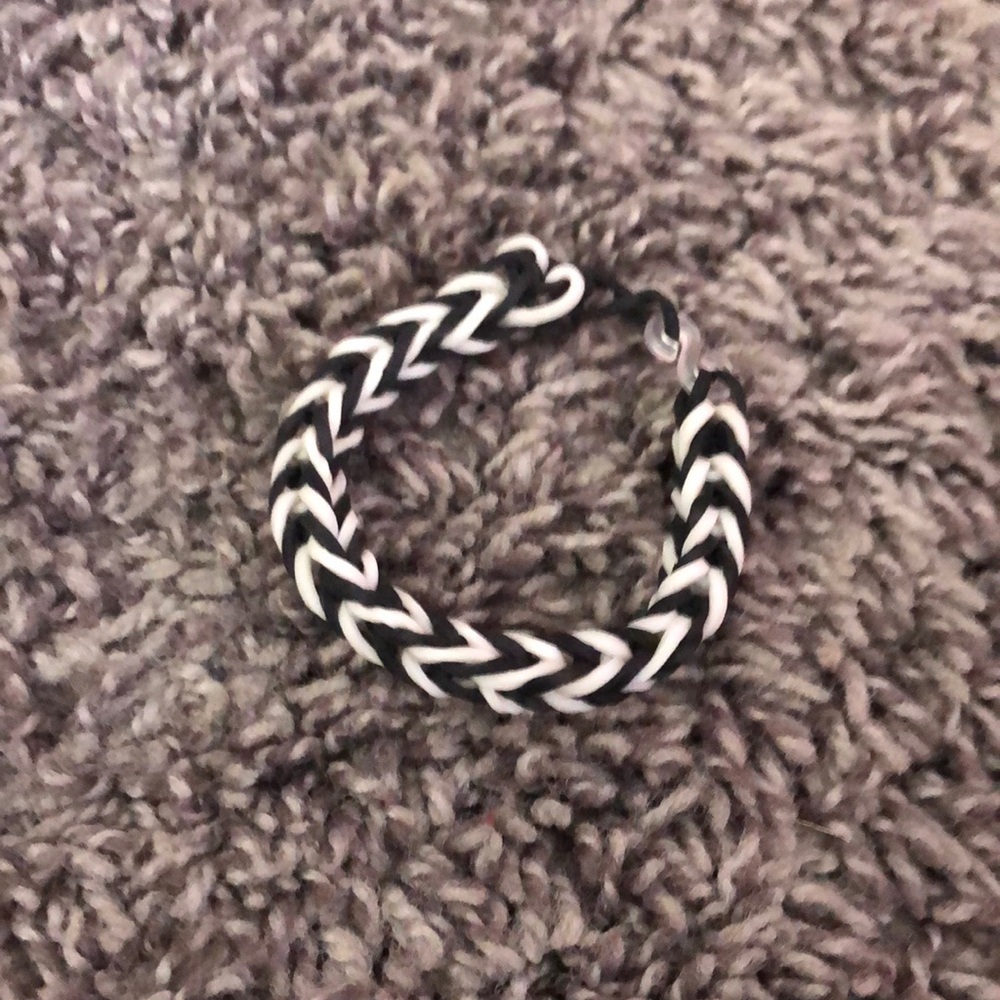 Black and white rainbow loom bracelets